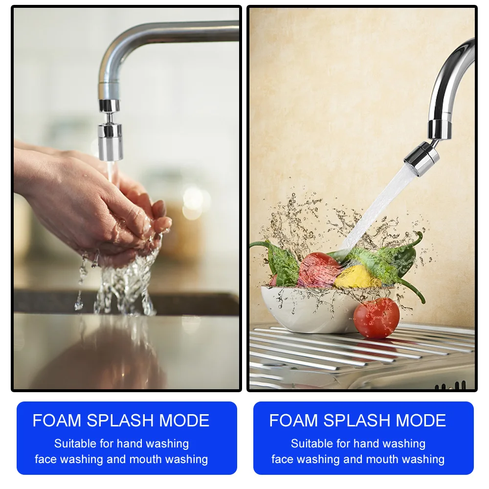 Universal Faucet Nozzle Faucet Stainless Steel Kitchen Faucet Splash-Proof Swivel 720°Rotation Bath Faucet Water Saving