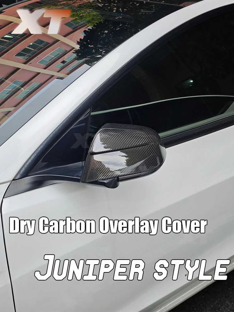 Junipe Style Dry Carbon Fiber  Mirror Cover Side Rearview Caps For Tesla 2016-25 Model 3 Overlay Stick on Type Matt