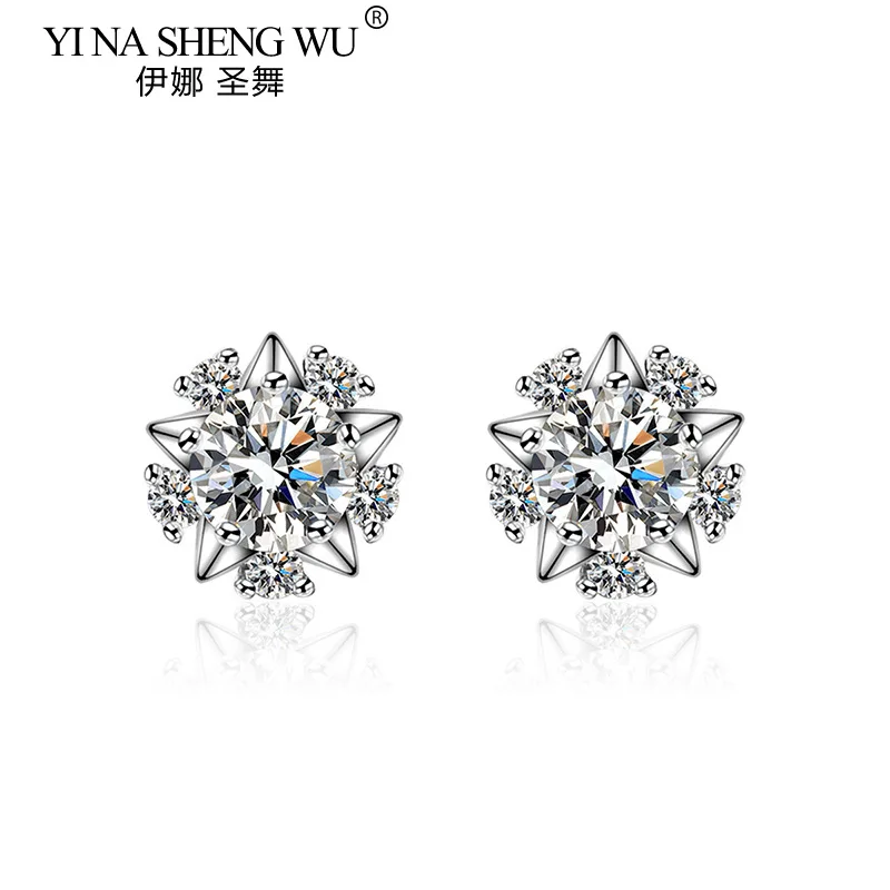 D Color Moissanite Women's Earrings S925 Silver Needle Star Snowflake Temperament All-match High-end Earrings Birthday Gift