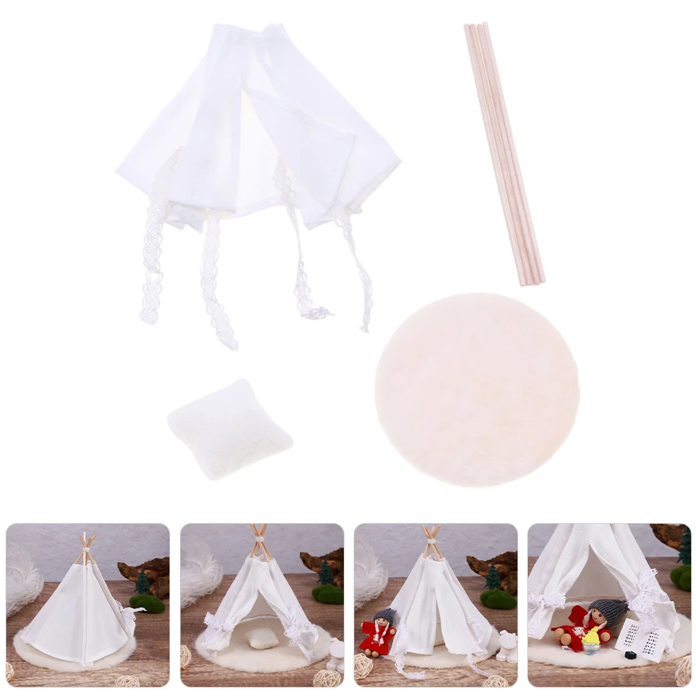 Camping Tent Birthday Decoration for Girl Toddler Playhouse White Cloth Model Tiny Child Kids Teepee