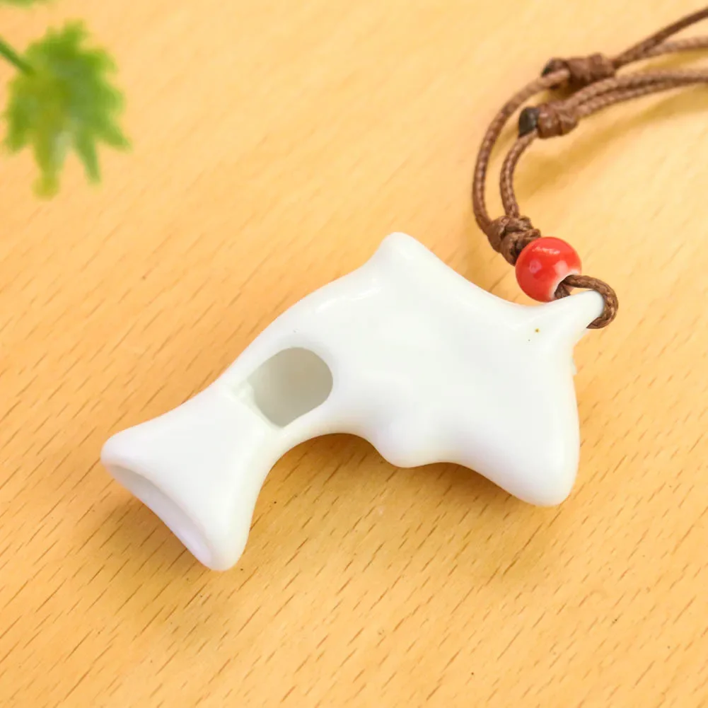 1PC Black White Dolphin Ceramic Pendant Necklace Multifunction Whistle Dangle Child Emergency Rescue Whistle Choker Jewelry Gift