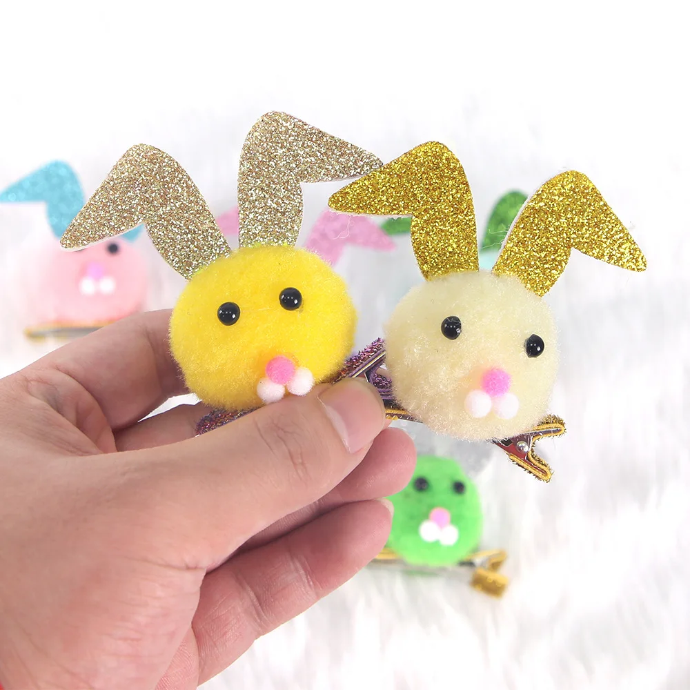 Easter Theme Cute Rabbit Ear Hairpin Children's Party Decoration Side Clip Headwear Stuffed Duckbill Clip