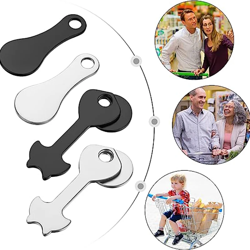 Trolley Cart Tokenrings Keychains Portable Quarter Holder Keychain Stainless Steel Removable Shopping Trolley Token Coin Keyring