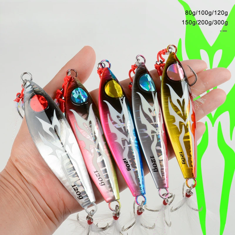 Luminous Metal Jig Fishing Lure 100g 150g 200g 300g Off Shore Slow Pitch Jig Super Hard Vertical Jigging Spoon Fishing Tackle