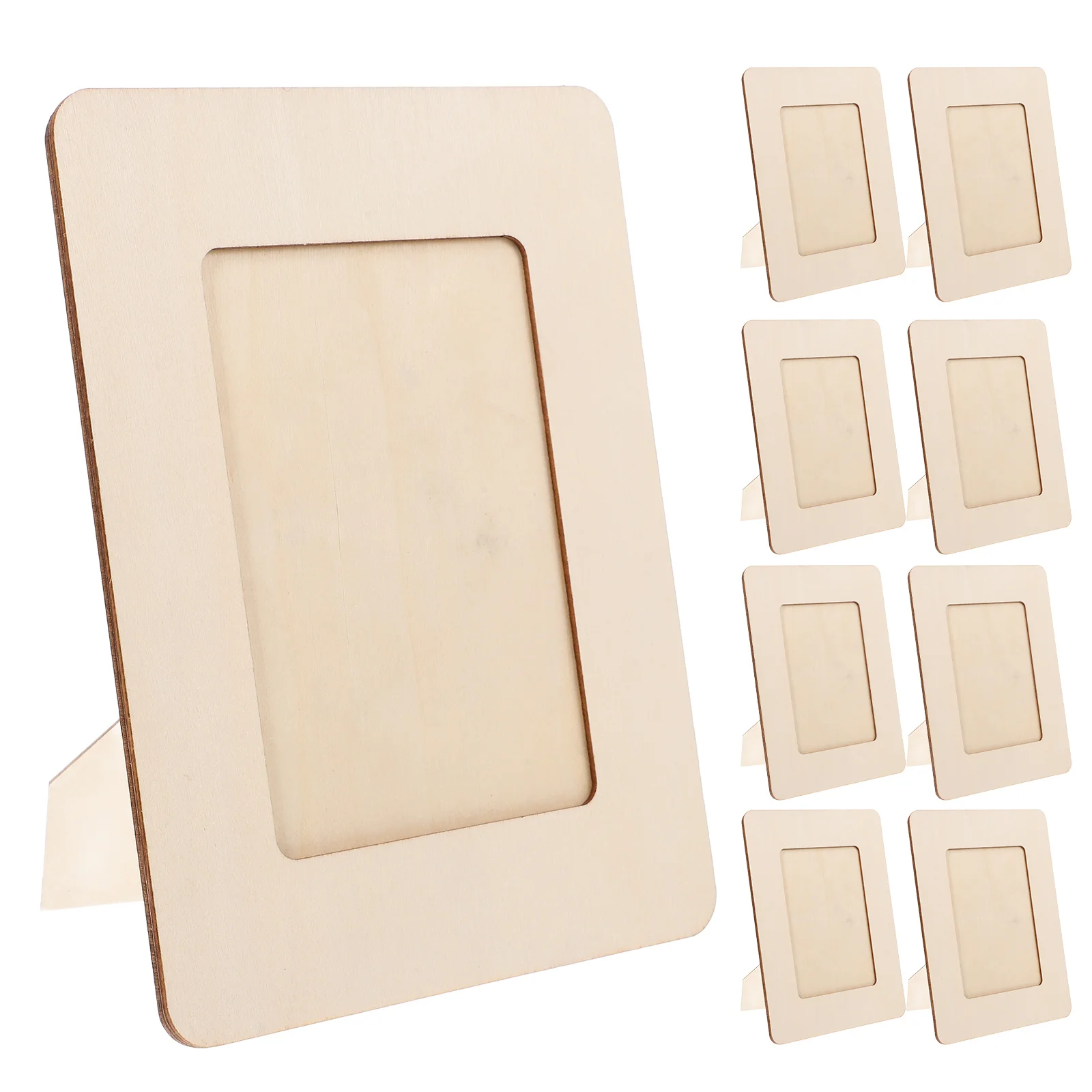 กรอบรูปไม้ DIY สำหรับเด็ก 10 ชิ้น ไม้ดิบขนาดเล็กสำหรับระบายสี งานฝีมือสำหรับเด็ก แสดงผลงานศิลปะ กรอบรูปไม้ขนาดเล็ก