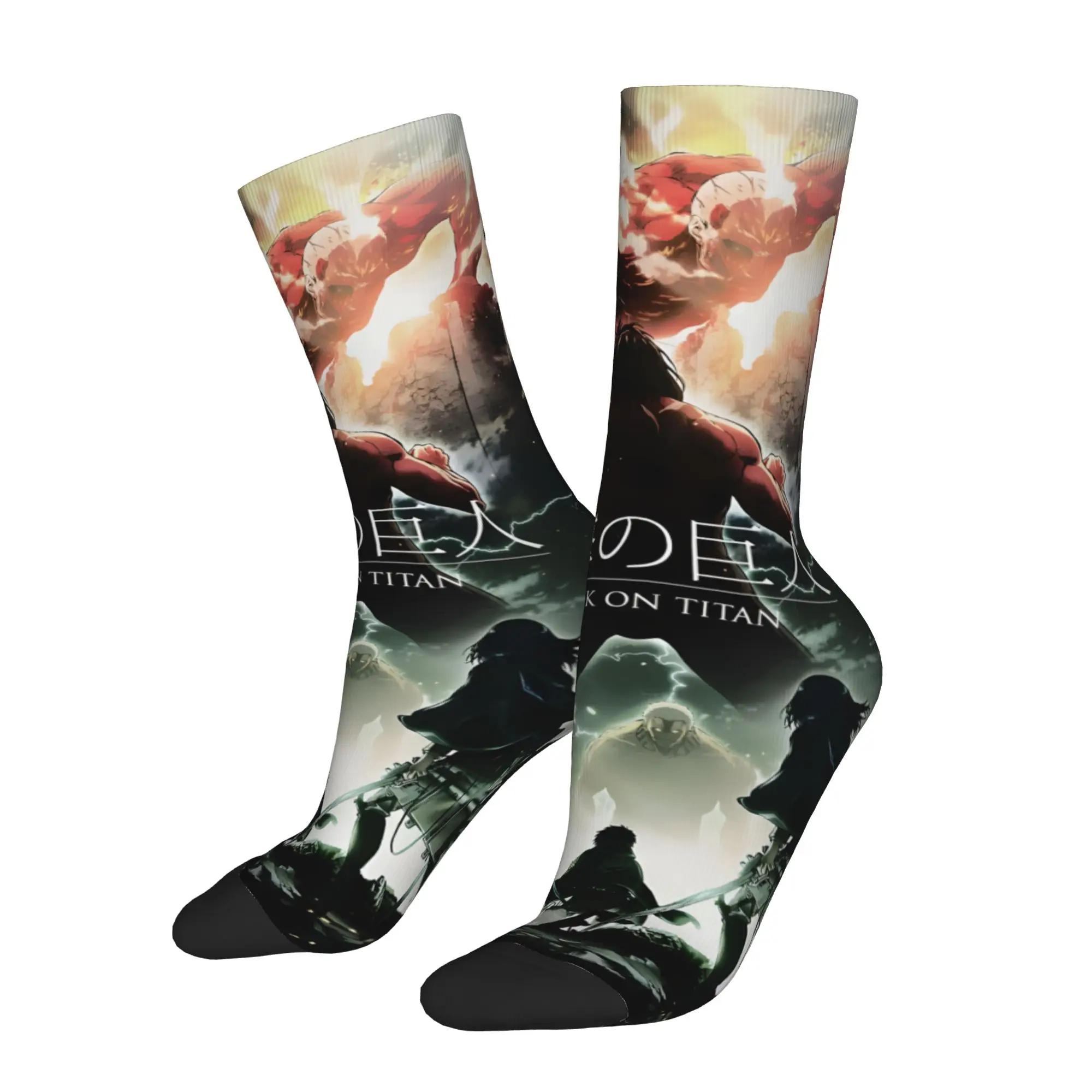 1 Pair Hip Hop Retro Titanic Freedom Crazy Men's Sock Attack on Titan Harajuku Pattern Printed Funny Sock