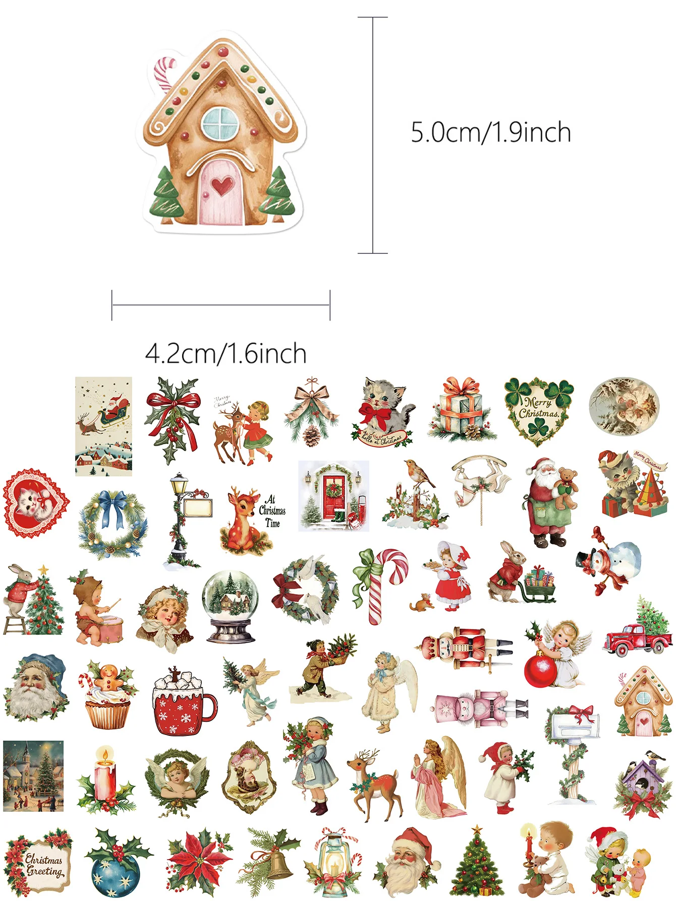 56-Piece Retro Christmas Sticker Set: Santa Claus Decorations for Suitcases, Laptops, Planners, Scrapbooks, Gift Boxes, and Mugs