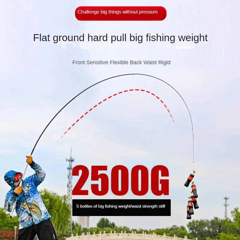 Telescopic Carbon Fishing Rod, Ultra Light and Ultra Hard, Large Guide Ring, Long Section, All Water, Universal