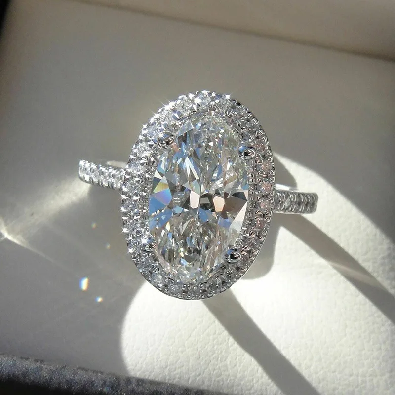 Anillo de Plata de Ley 925 de moissanita auténtica para mujer, cuadrado, redondo, 1CT, 2CT, 3CT, diamante brillante, banda para el dedo, regalo de joyería de boda