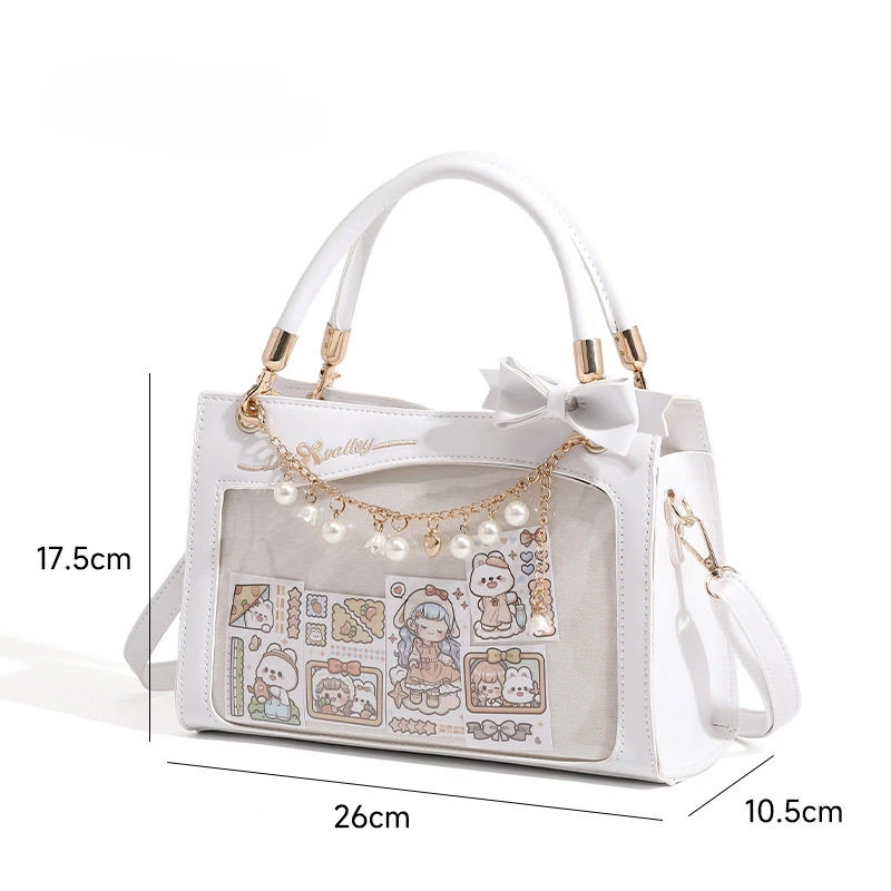 Square Transparent Tote Ita Bag Pear Chain Crossabdy Shoulder Bolsos Mujer Hand Bags All-match Bolsas Sac Femme