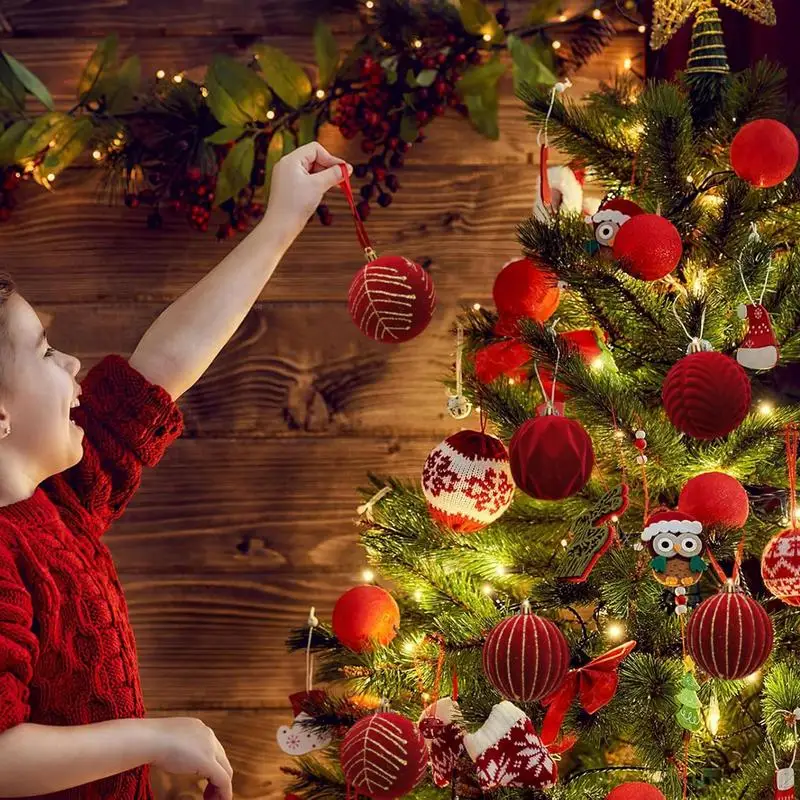 6 ชิ้น/กล่อง 8 ซม.เครื่องประดับคริสต์มาสFlocking BallหัตถกรรมXmas Party Decorต้นคริสต์มาสแขวนจี้ของขวัญNoel Navidad