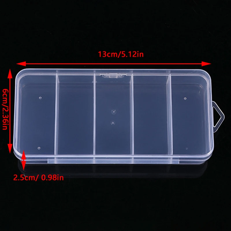 5 Grid Plastic Storage Box With Cover，Transparent Makeup Organizer Bead Fish Hook Hair Clip Sundries Container