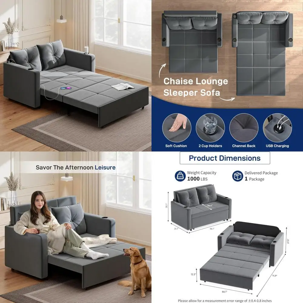أريكة سرير 3 في 1 متعددة الاستخدامات، 56 مقعدًا مخمليًا قابل للتحويل لغرفة المعيشة، مثالي للمساحات الصغيرة
