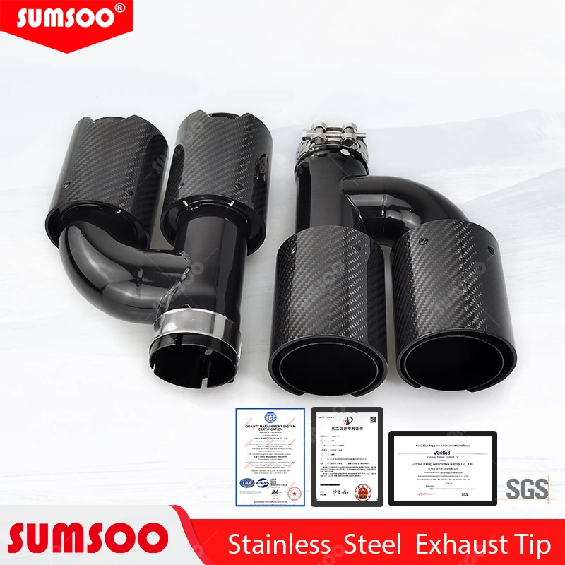 1pcs ER Universal Exhaust Dual Tips Upgrade Carbon Fiber modify Muffler Nozzle H TYPE  stainless exhaust pipes