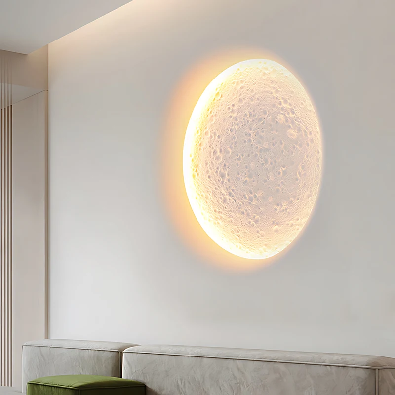 Moon Lamp LED Modern Minimalist Creative Embedded Living Room Ceiling Lamp Background Bedroom Deco Luminous Plaster Wall Lamp