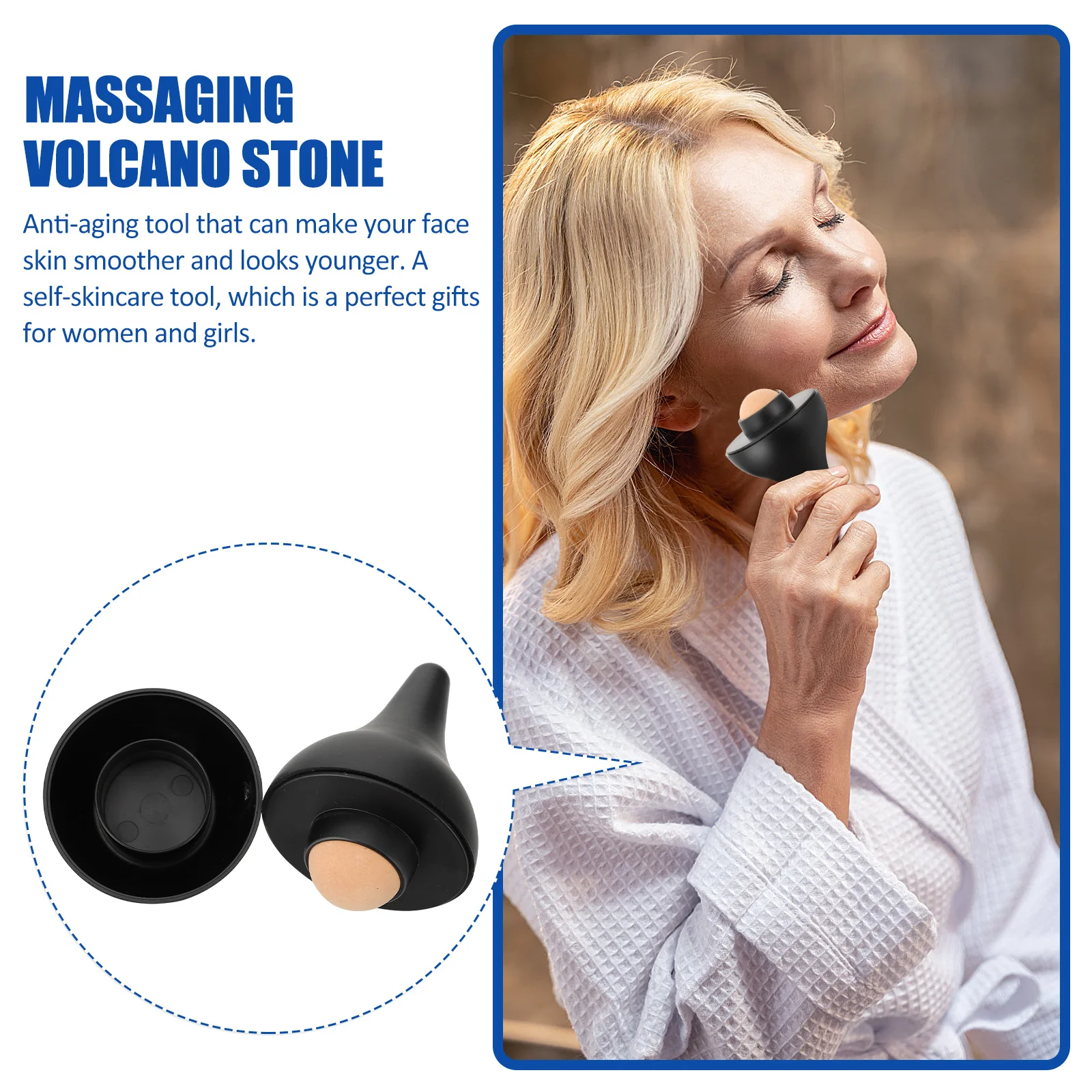 

Facial Volcano Stone Rolling Massaging Bead Oil Absorption Stone Skin Care Anti-Aging Circulation Puffiness Relief