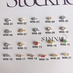 5Pcs Nail Art Luxury Zircon Designs Charms Quality Diamonds Rings Shaped Multi-Designs Nail Charms Jewelry DIY Nail Accessories
