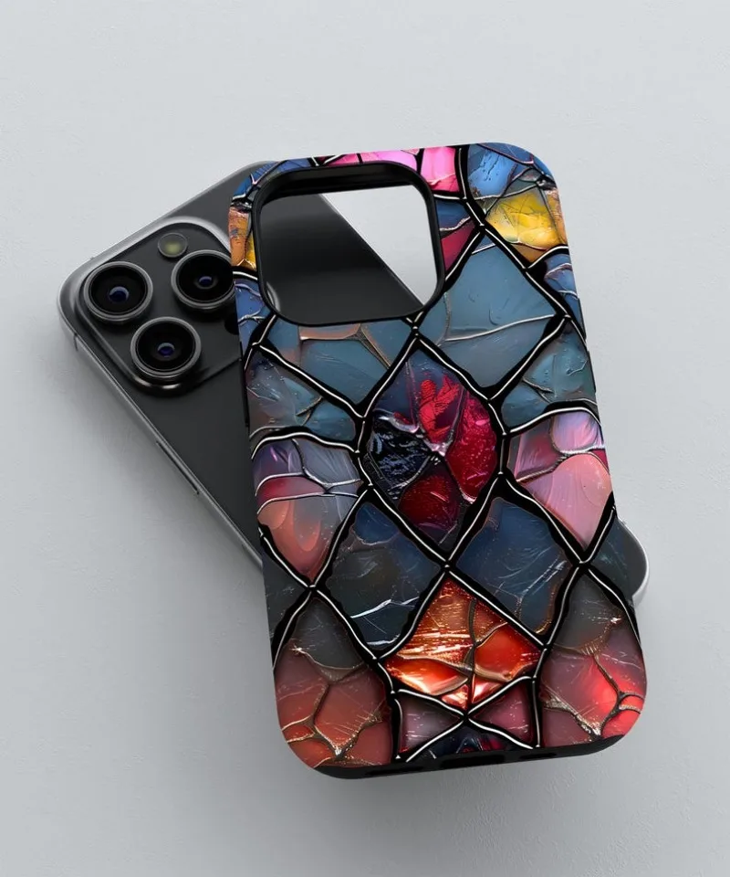 Stained Glass Gothic Phone Case for iPhone 16 15 14 13 12 11 Pro Max Plus Luxury Magnetic Double-layer Back Cover