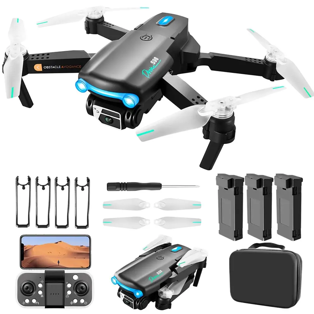 

2025 New S98 Drone 4K HD Dual Camera Drone Foldable Quadcopter Four-Sided Obstacle Avoidance GPS Aircraft Aerial Photography