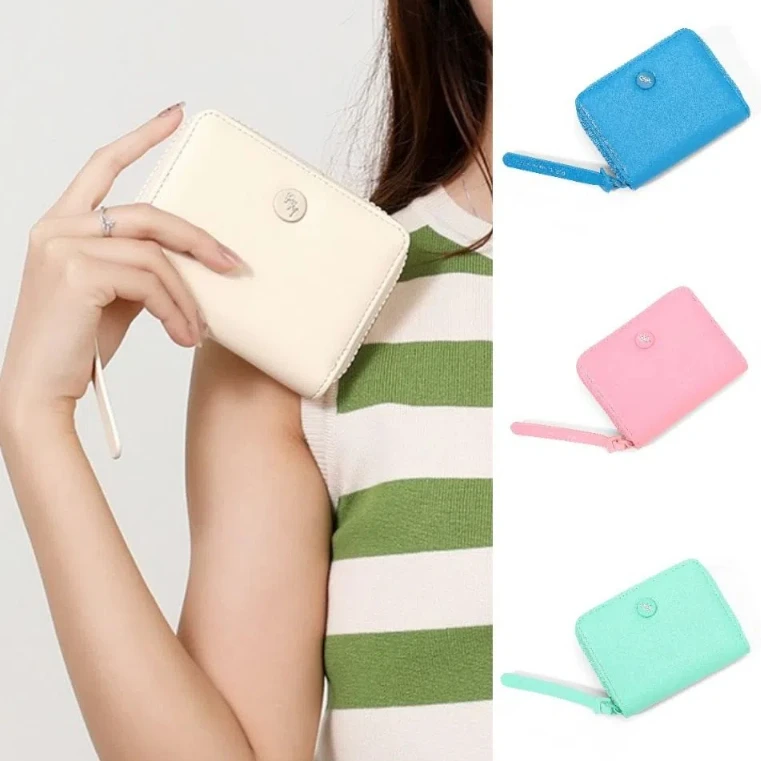 

PU Leather Women Short Wallet Multi Card Slots Lightweight Change Purse Portable Candy Color Credit Card Holder Women