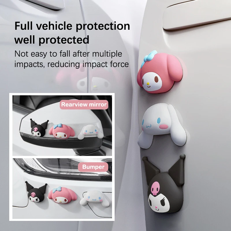 Sanrio Kuromi Car Door Anti-collision Pad Strip Kawaii My Melody Cinnamoroll Shock Absorbing Cushion Rearview Mirror Protector