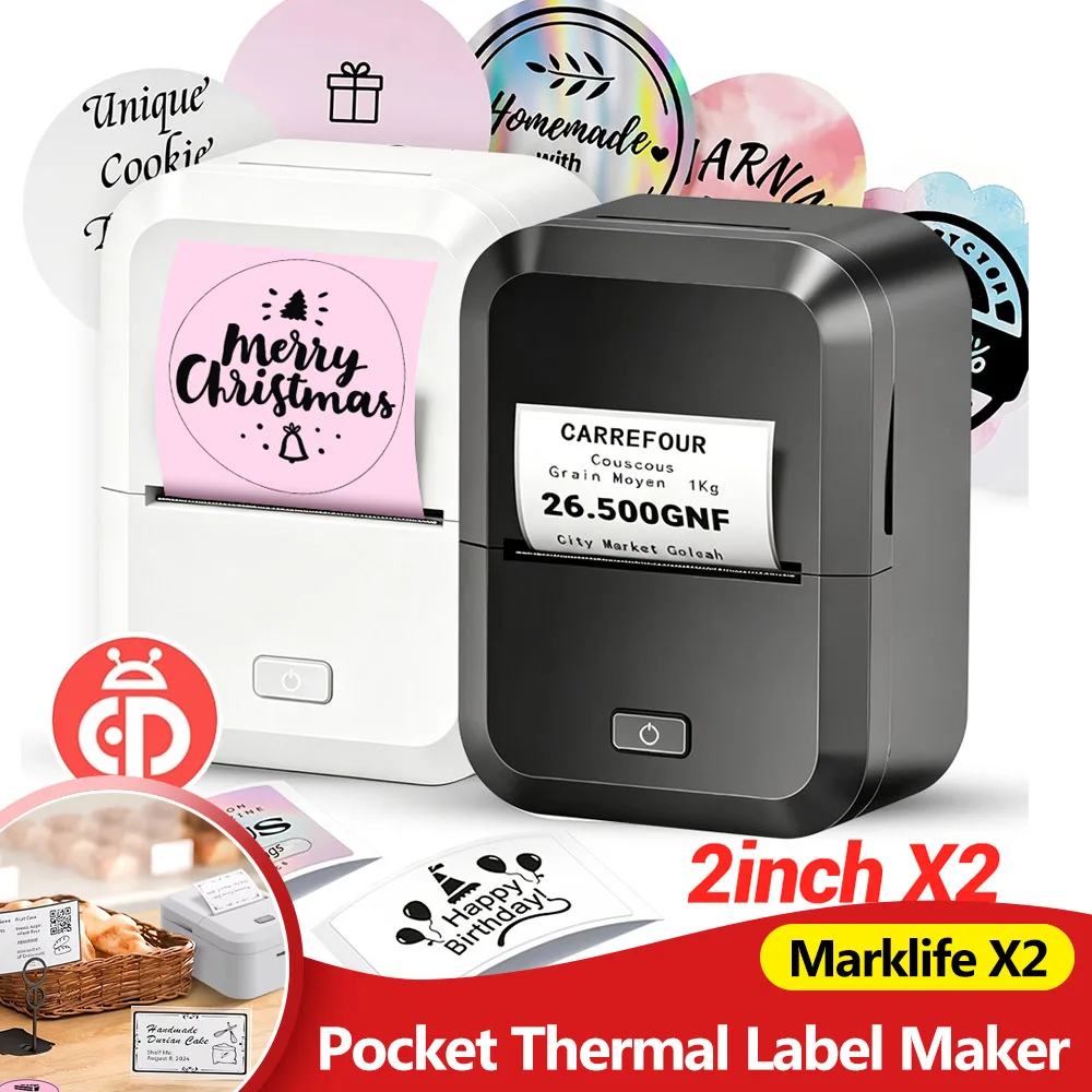 Marklife X2 Portable Thermal Printer Bluetooth Multifunctional Printer For Office Tag Adhesive RFID Sticker Labeling Machine