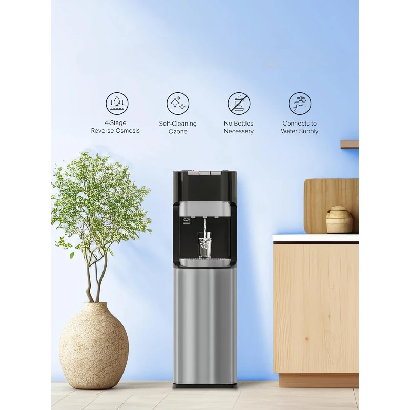 Commercial Grade Bottleless Ultra Safe Reverse Osmosis Drinking Water Filter Water Cooler Dispenser-3 Temperature Settings Hot