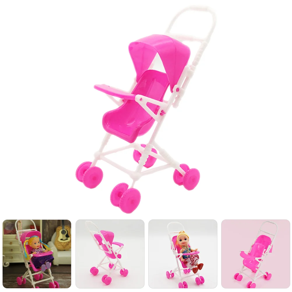 2 Pcs Simulation Stroller Baby Pushchair Toy Lightweight Plastic Play Toddler Toys Compact Size Easy Storage Parent