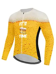 2024 beer Cycling Jerseys Men Long Sleeve Cycling Fall Winter MTB Road Bike Riding Garment Breathable Road Bicycle Sportswear