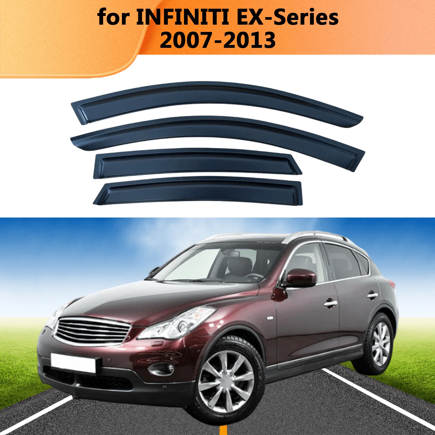 

Weathershield for INFINITI EX-Series J50 2007 2008-2013 Sun Rain Deflector Guard Car Side Window Deflector Out-Channel Tape On
