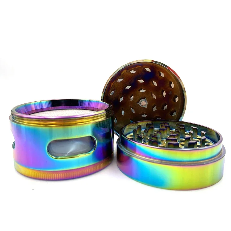 Tobacco Grinder Skull Shape 4 Layers 63mm Rainbow Color Zinc Alloy Herb Grinders Crusher