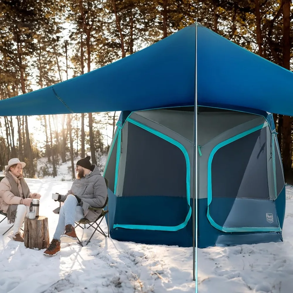 

4-person Instant Pop-up Cabin Tent, Easy To Set Up in 60 Seconds, Portable Family Tent with Rain and Fly Protection