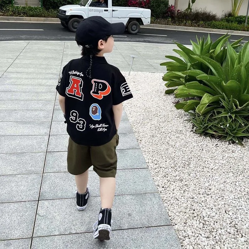 Boys POLO Shirt Fashion Korean style Short Sleeve Summer T-shirt Children\'s Clothing Casual School Boy Sport Outwear Tee 4-12Y