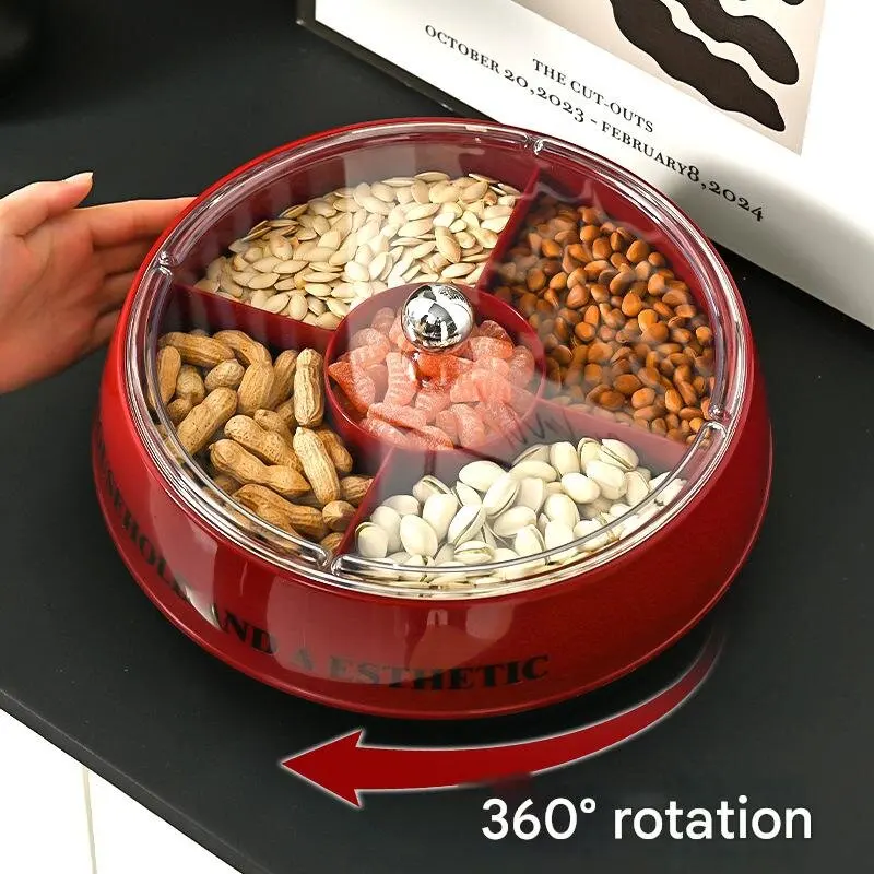 New style dried fruit tray for living room coffee table, a luxurious and high-end divided serving tray for nuts, seeds, candies,