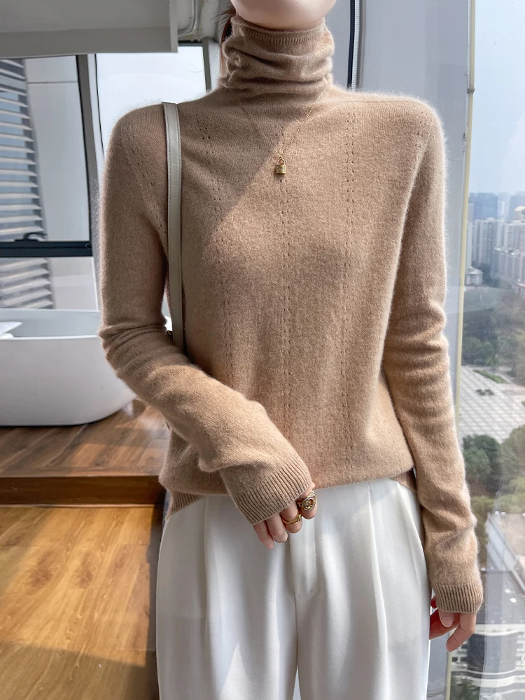 

Aliselect 100% Cashmere Women Pile pile Collar Sweater Pullovers Autumn Winter Fashion Cashmere Knitwear Female Clothing Tops