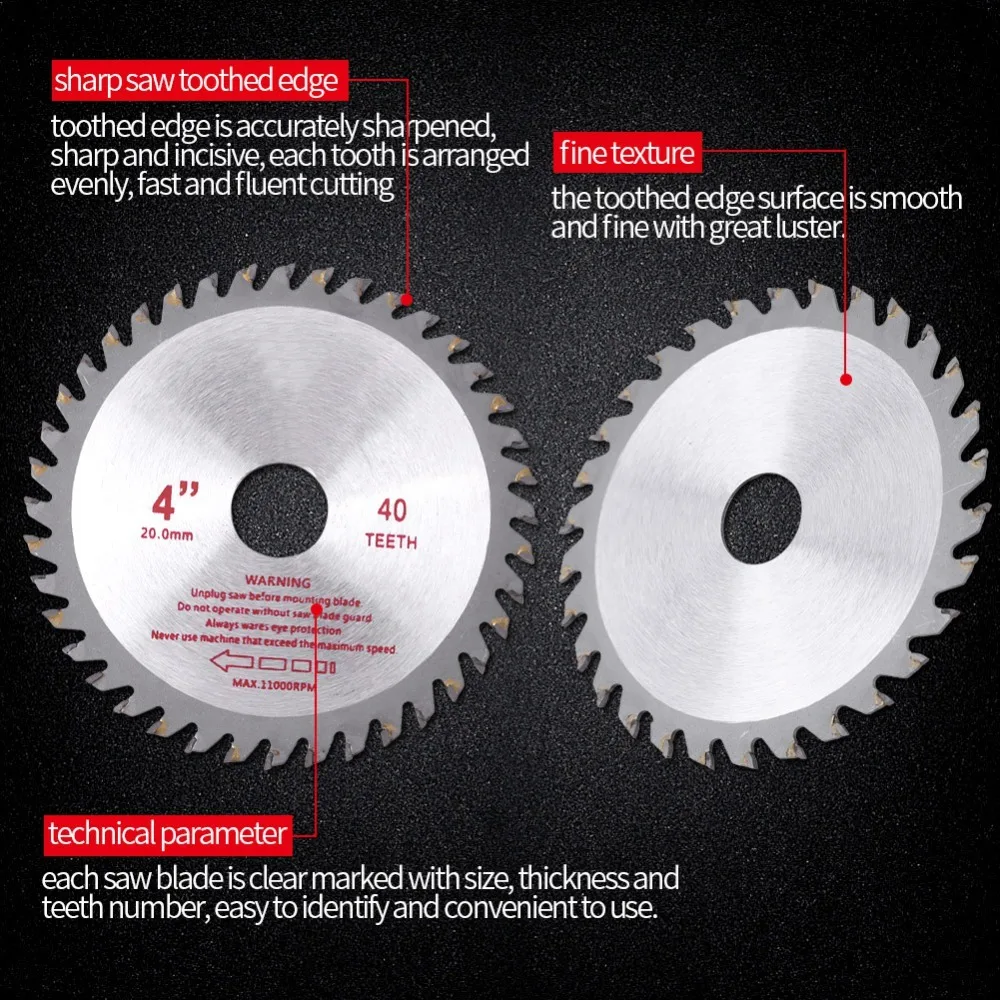 4 Inches Circular Saw Blade 40 Teeth Bore Diameter 25.4mm Cemented Carbide Saw Blade General Purpose Bore Diameter 20mm