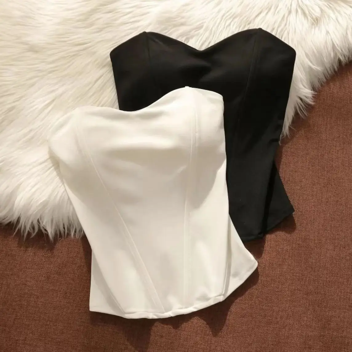 Y2K Corset Strapless Crop Tops Back Zipper Women Shapewear Sleeveless Cami 2000s Summer Aesthetic Fairycore Tank Top Casual Vest