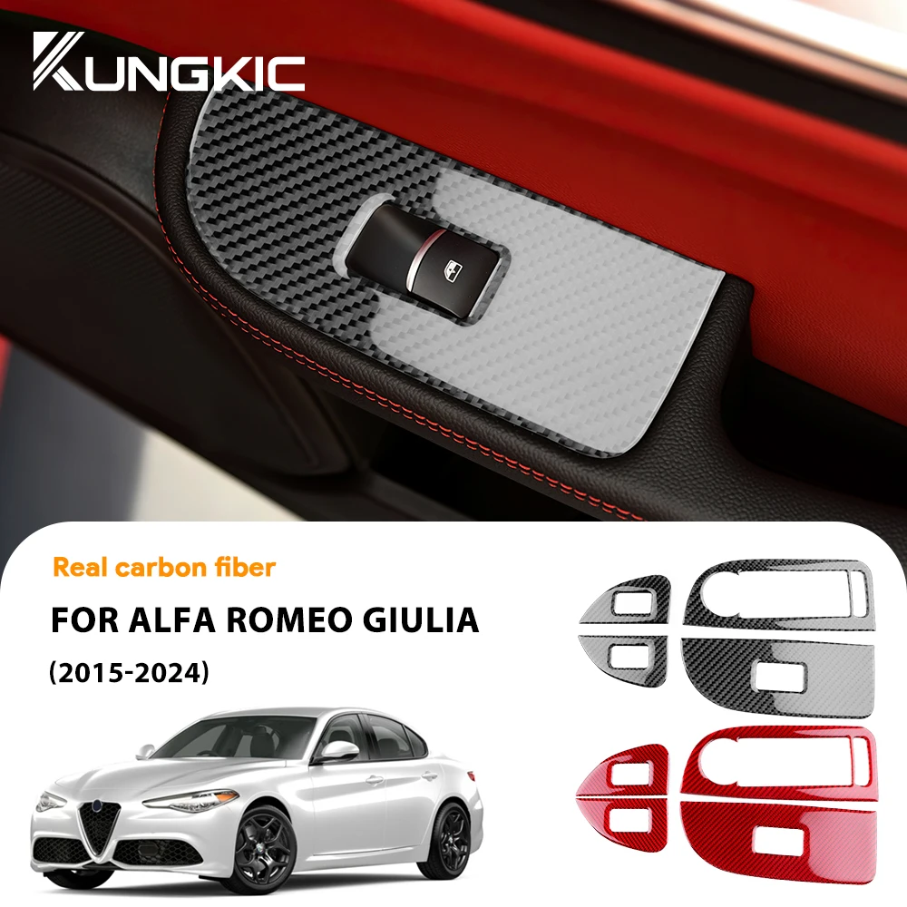 Real Soft Carbon Fiber For Alfa Romeo Giulia 952 2015 2016 2017 2018 2019 2020 2021 2022 2023 2024 Car Window Frame Sticker