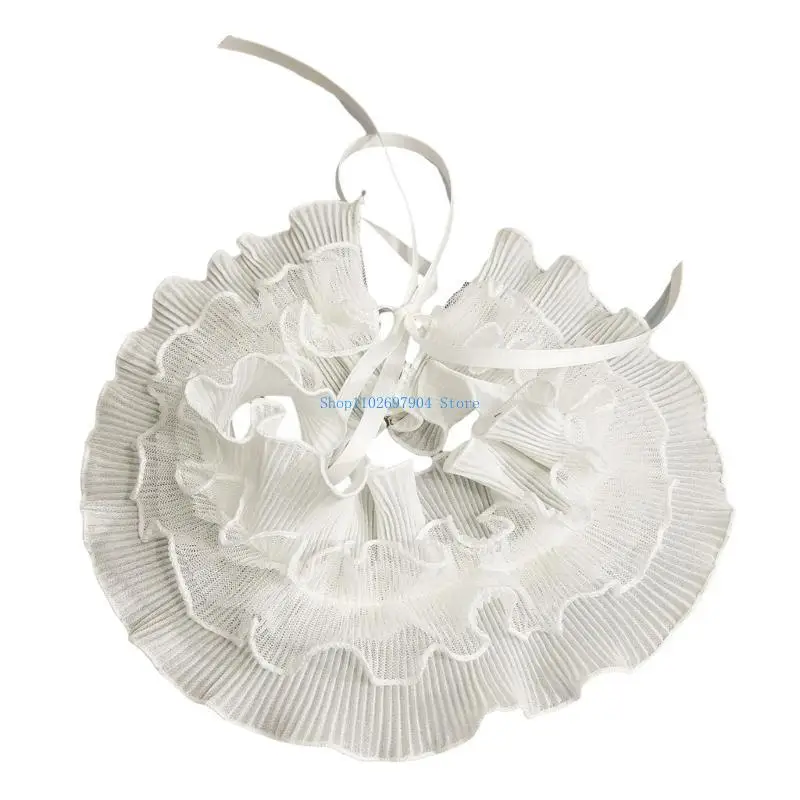 

N7YF Lace Ruffle Faux Collar Decorative Collar Dress Removable Neck Wrap French Styles Stand Collar for Women Formal Occasion