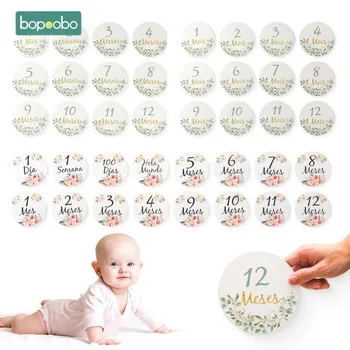 บัตรเหตุการณ์สำคัญเดือนแรกเกิด1ชุด0-12เดือนบัตรภาษาสเปนบัตรผ่านกระดาษเหตุการณ์สำคัญอุปกรณ์ประกอบฉากการถ่ายภาพเด็ก kado ulang tahun