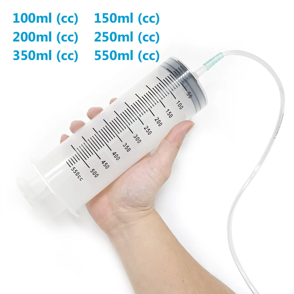 550ml Large Capacity Syringe Reusable Pump Measuring with 5pcs Hose Ink 100cm Washable Suction Injector for Oil Fluid Water