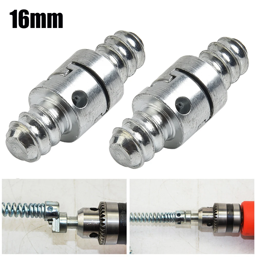 4pcs 16mm Electric Drill Pipe Dredge Spring Cleaner Adapter Male And Female Connecting Rod Cleaner Machine Head Connector