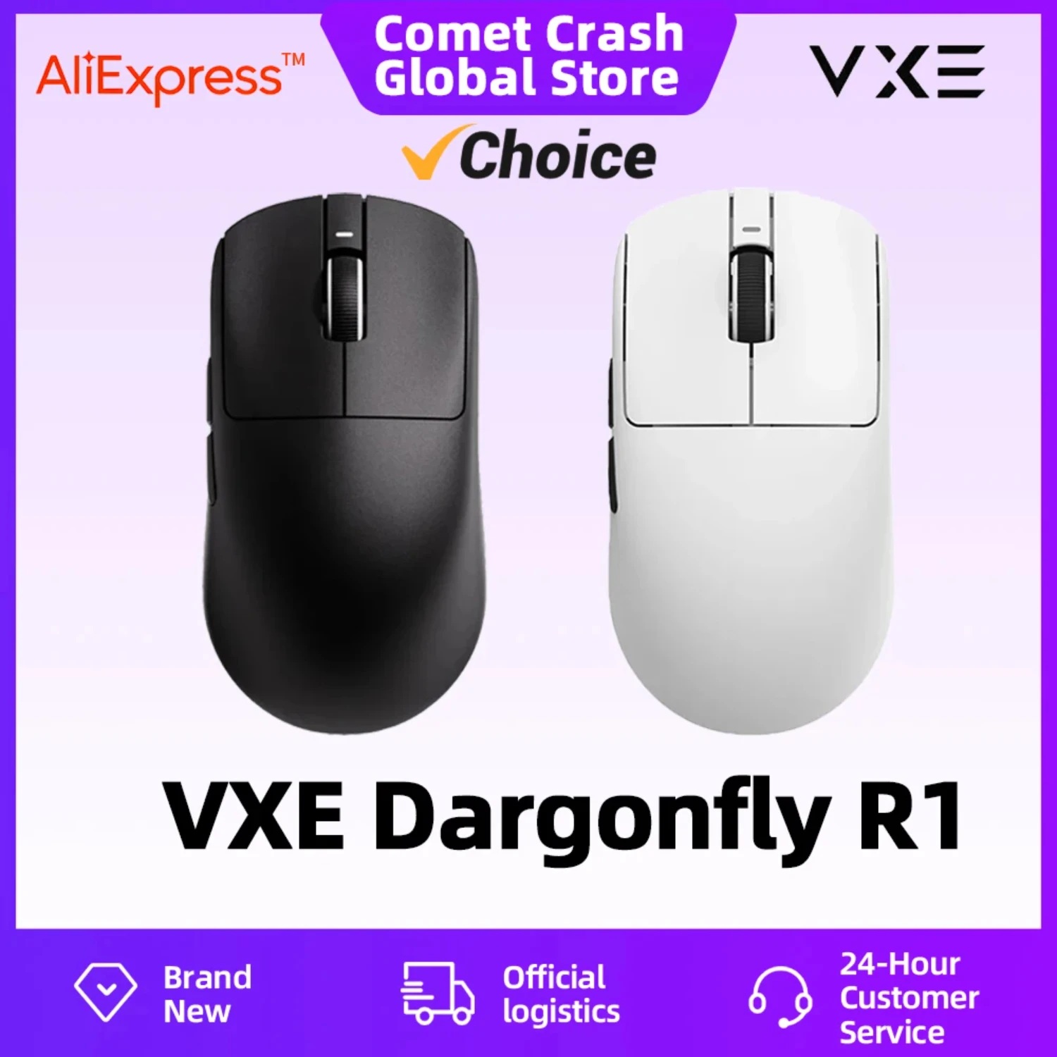 

VGN VXE Dragonfly R1 Wireless Gamer Mouse PAW3395 48g 4KHz Rechargeable Type-C PC Gamer Mouse for APEX Valorant FPS Gaming