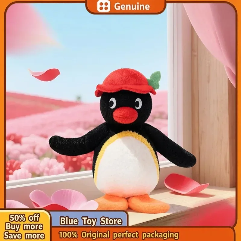 

New Genuine Cute Penguin Pingu Flower Language Series Plush Pendant Cute Pingu Pinga Penguin Wind Chime Flower Plush Doll Toys