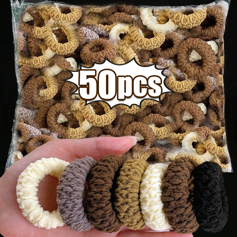 10-50pcs Women Girl Simple Solid Width Scrunchies Rubber Bands Lady Soft Elastic Hair Band Female Fahsion Hair Accessories