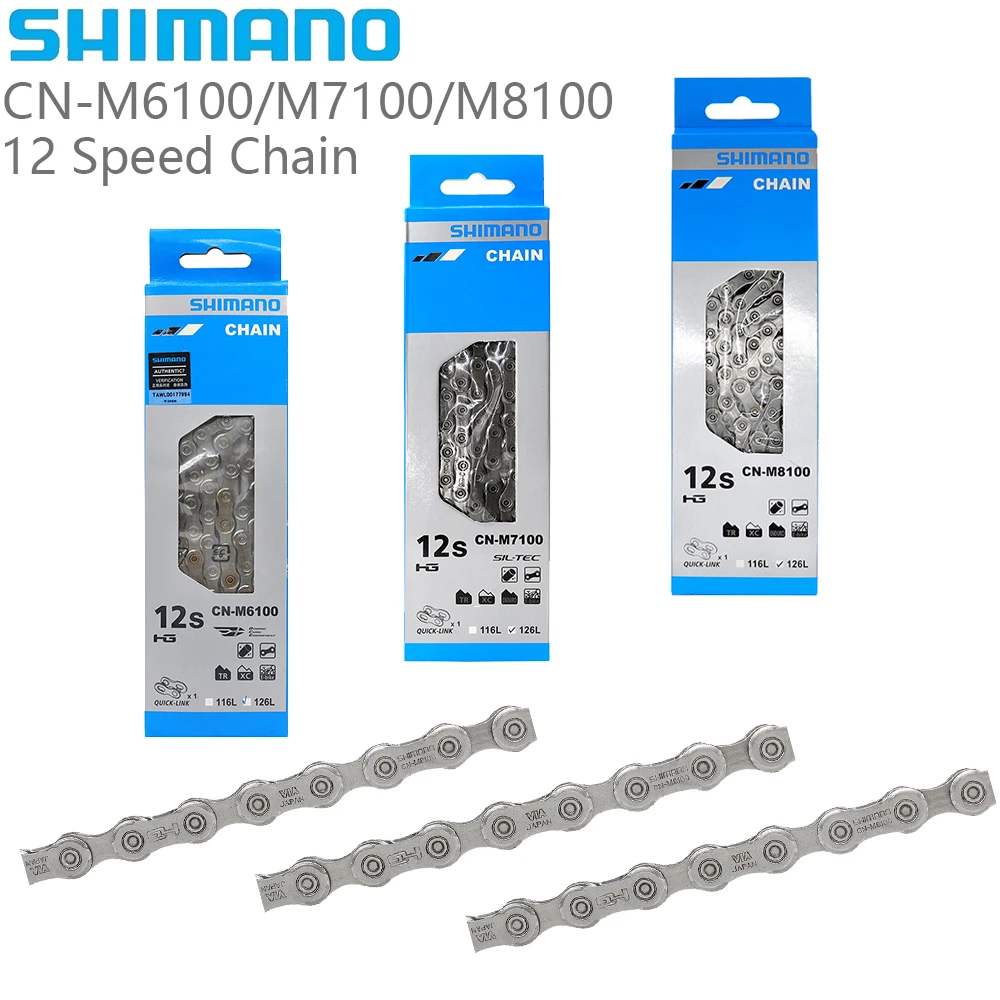 

SHIMANO 12-скоростная CN M6100 M7100 M8100 MTB велосипедная цепь 116L 126L с быстрозвенной цепью для горного велосипеда, оригинальные детали для велосипеда