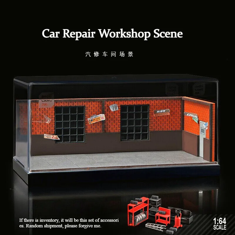 

Diorama 1:64 Garage Model Workshop Model Display Case for Hot Wheels Car Scene Model Display no Led light