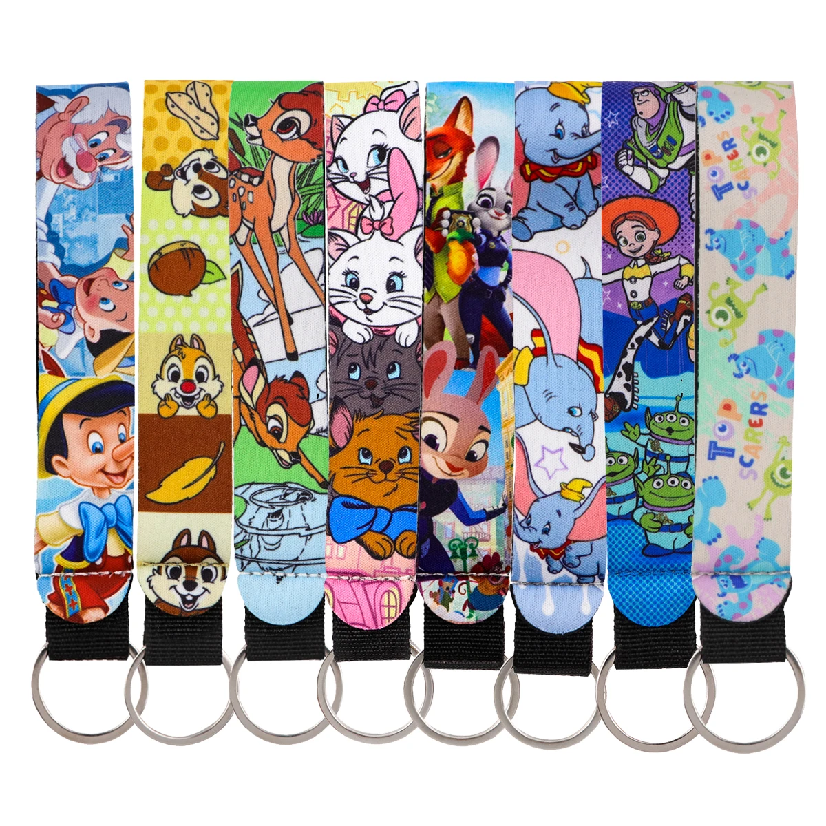 Animais bonitos chaveiros dos desenhos animados carro motocicleta chaveiro pulseira anti-perdido cordão acessórios de moda presentes para amigos
