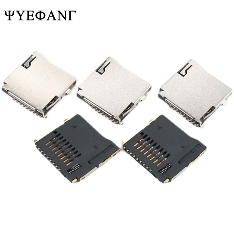 5pcs 9pin Micro SD Card Slot Connectors T-Flash Common Style Size 14*15mm TF Card Deck Self Acting Card Slot Pop-up