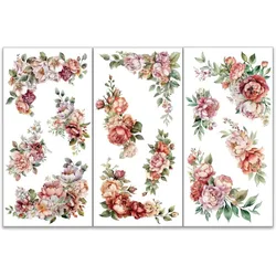 Crafts 6x12 inch Roses Peonies Decor Transfer Stickers Floral Rub on Decals for Wood Furniture Scrapbooking Home Decorations